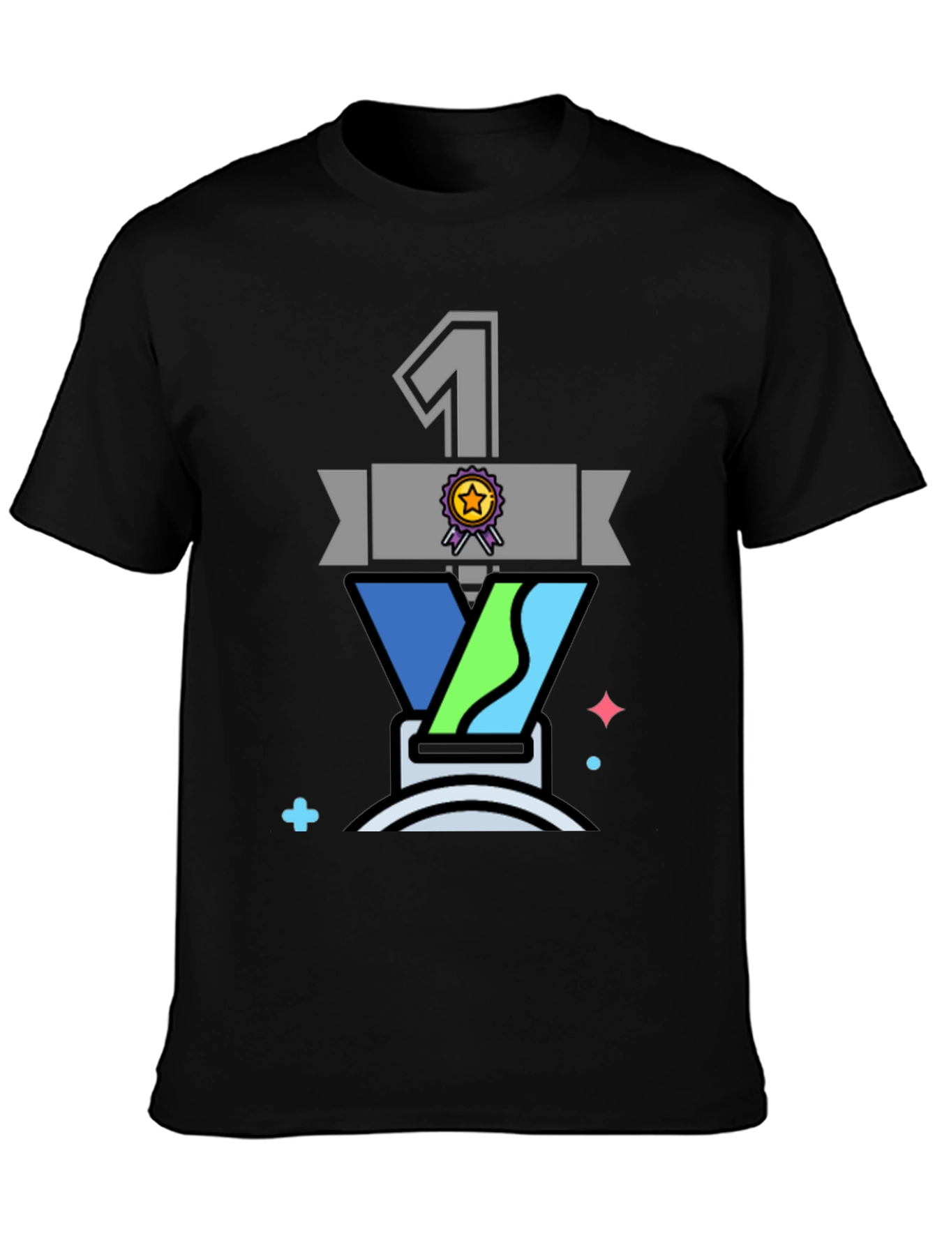 Champion #1 Graphic T-Shirt - Black Cotton Blend