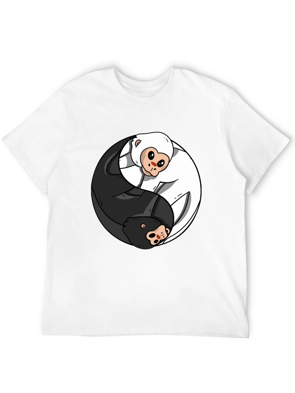Yin Yang Monkey Graphic T-Shirt - Black