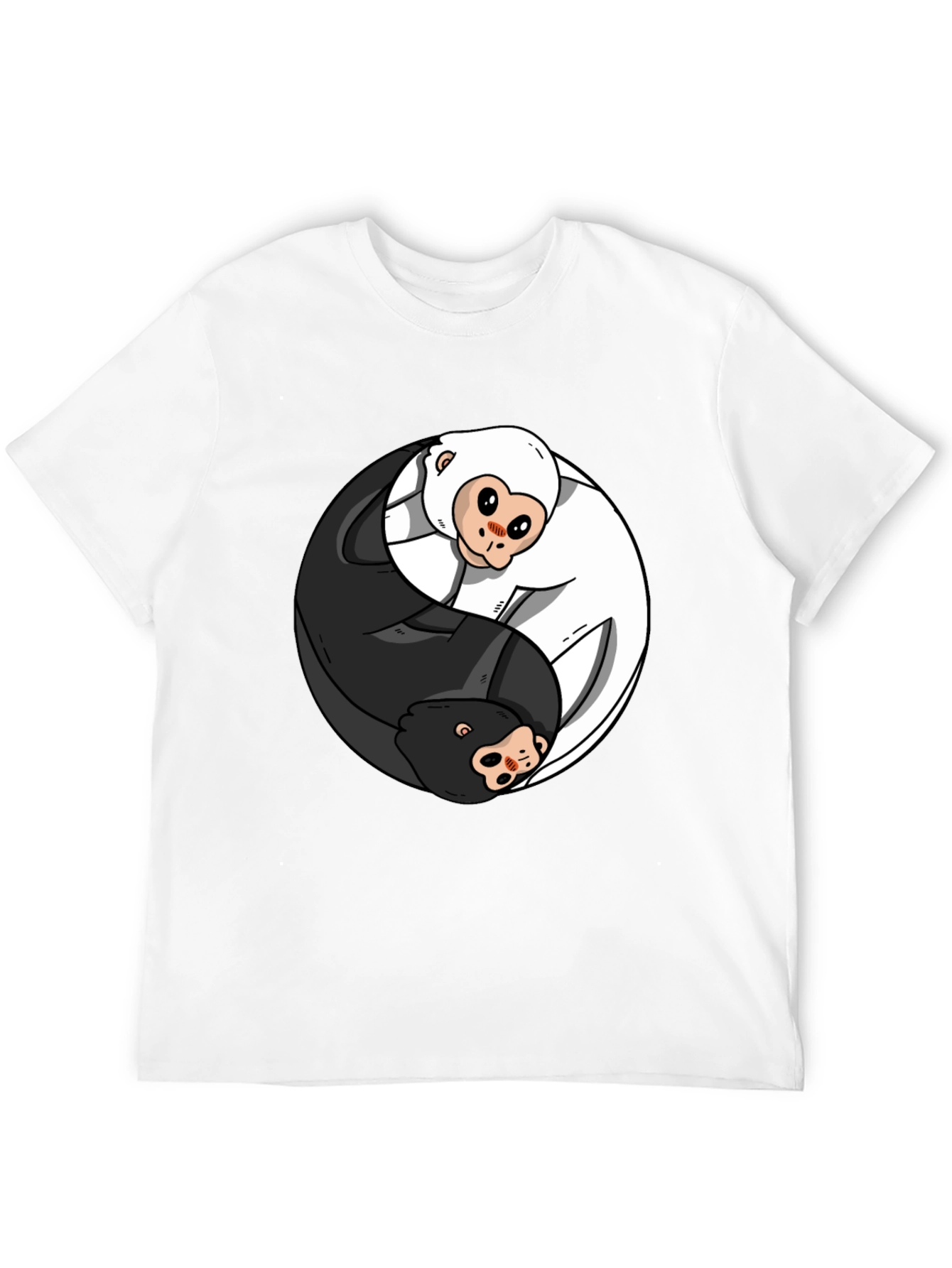 Yin Yang Monkey Graphic T-Shirt - Black