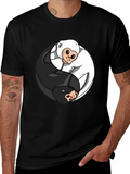 Yin Yang Monkey Graphic T-Shirt - Black