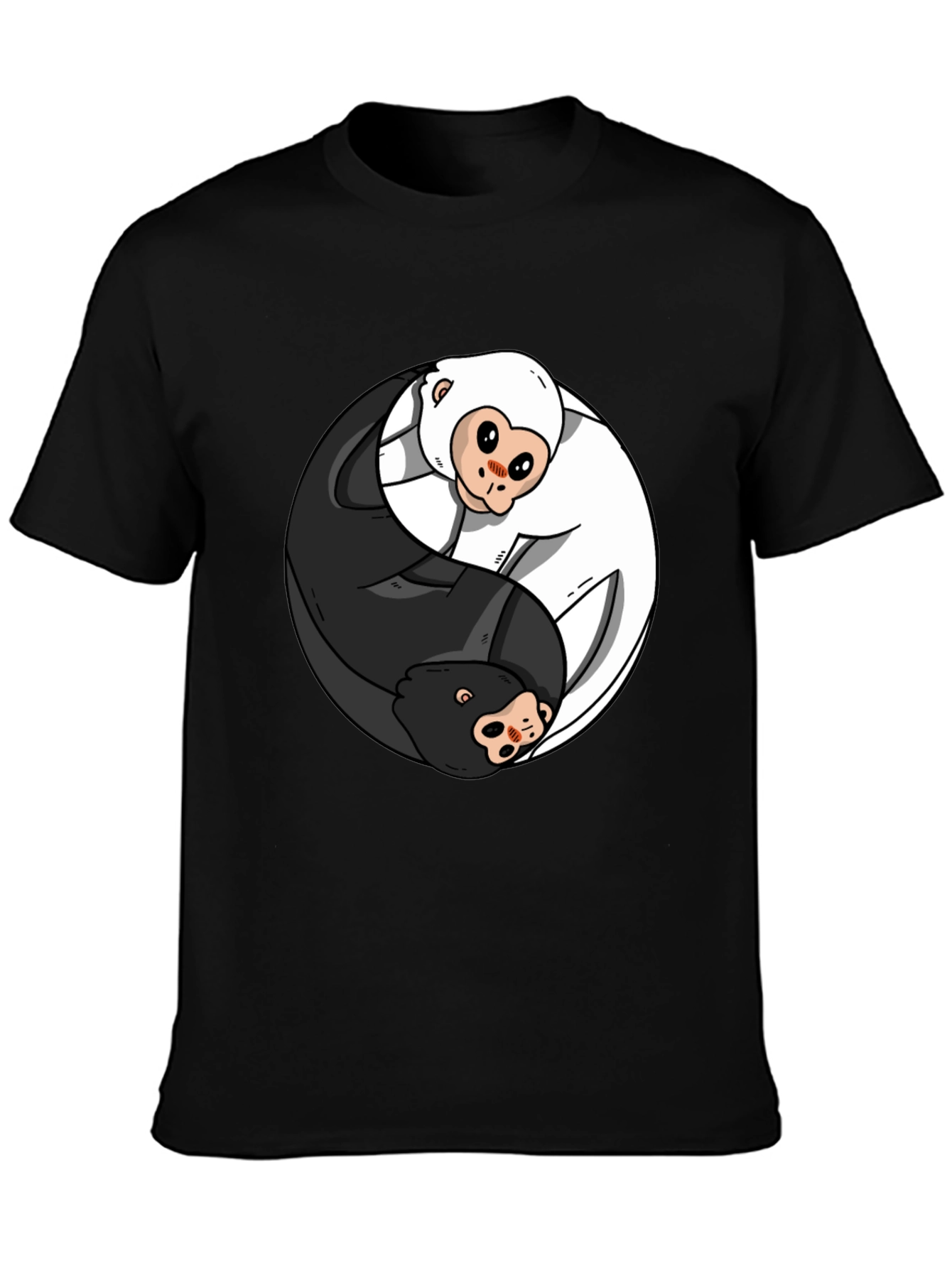 Yin Yang Monkey Graphic T-Shirt - Black