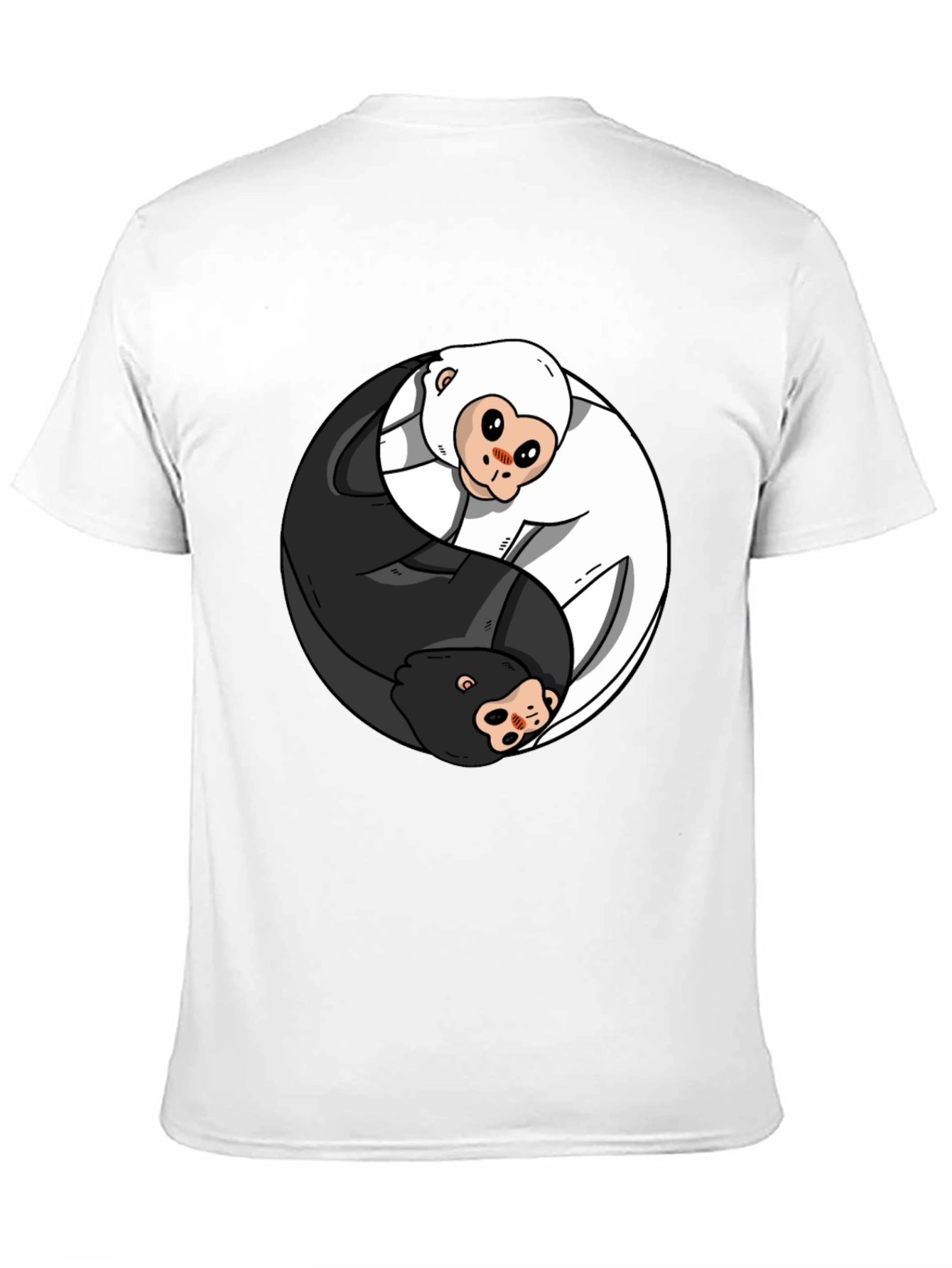 Yin Yang Monkey Graphic T-Shirt - Black