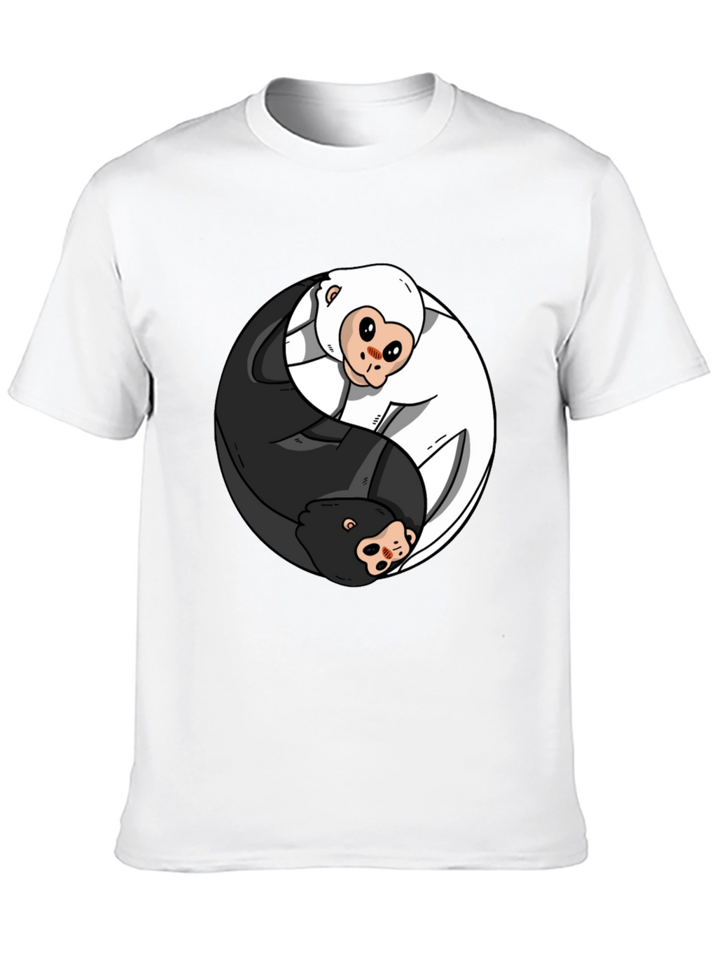 Yin Yang Monkey Graphic T-Shirt - Black