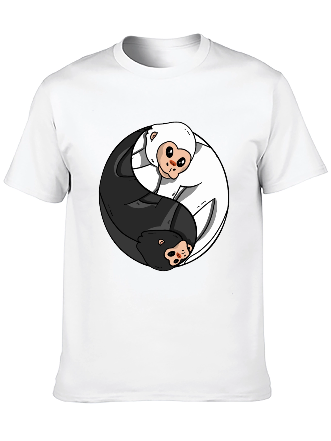 Yin Yang Monkey Graphic T-Shirt - Black