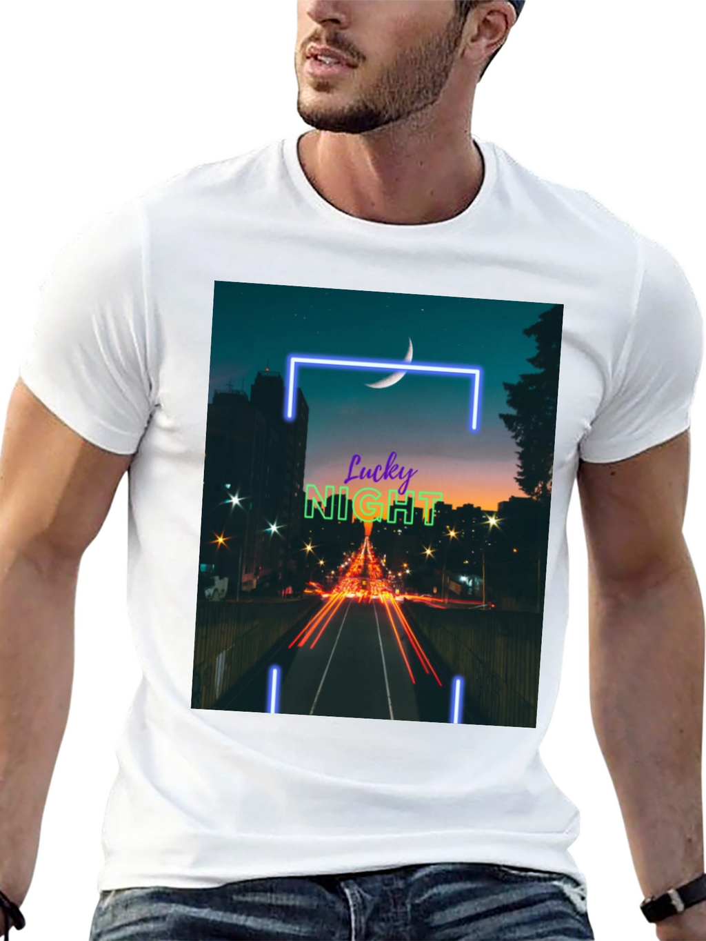 Lucky Night Cityscape Tee - Urban Style