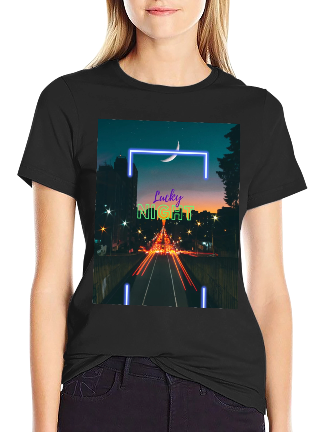 Lucky Night Cityscape Tee - Urban Style