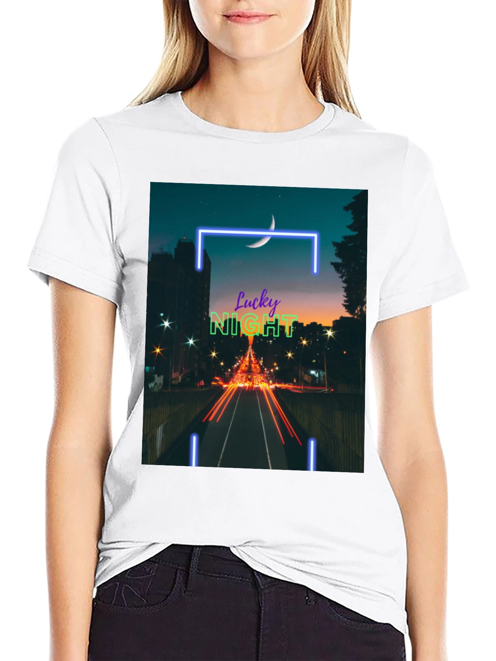 Lucky Night Cityscape Tee - Urban Style