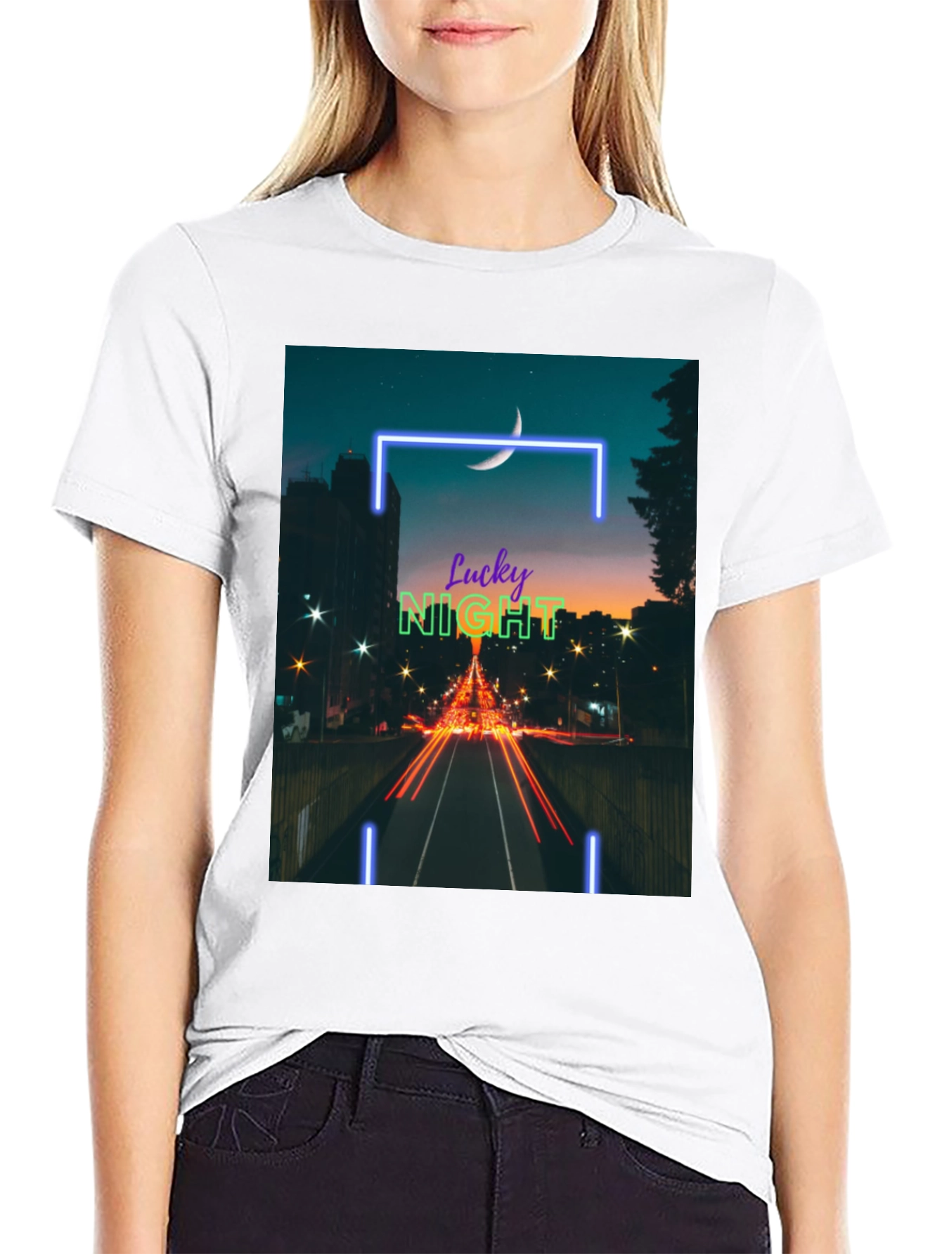 Lucky Night Cityscape Tee - Urban Style