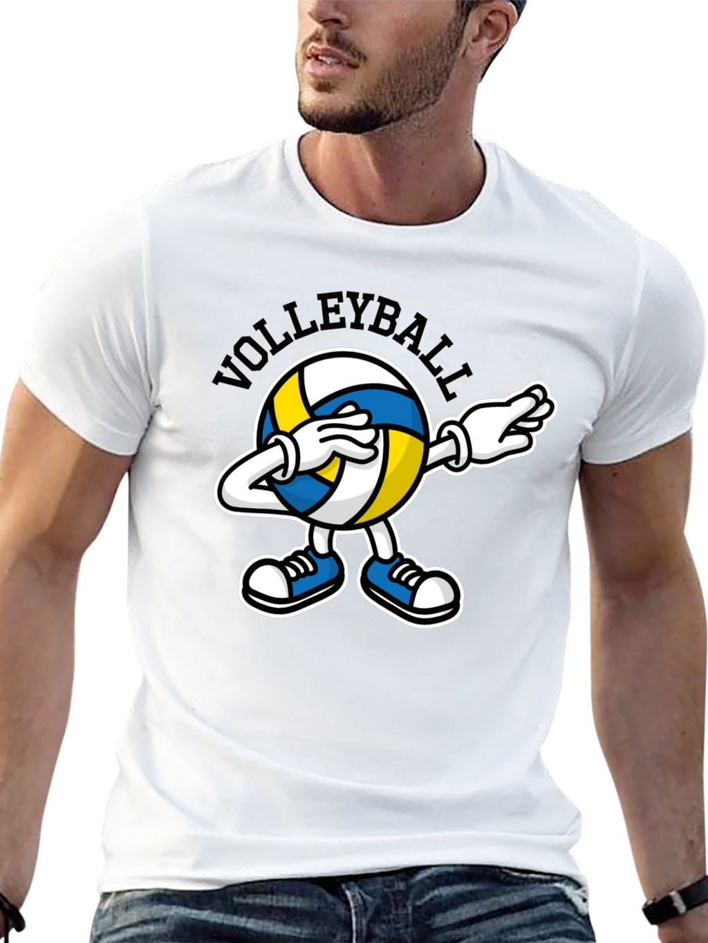 Volleyball Dabbing Cartoon Graphic T-Shirt