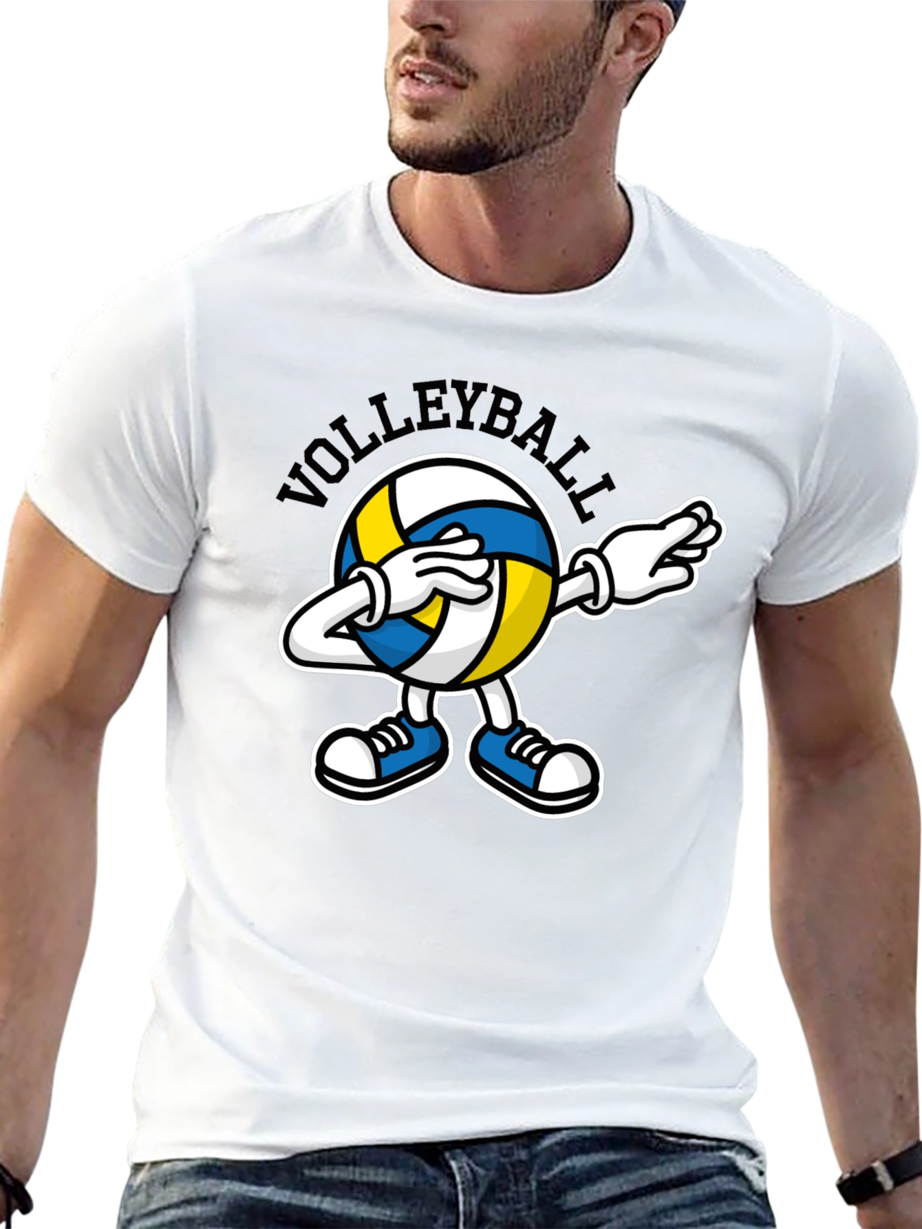 Volleyball Dabbing Cartoon Graphic T-Shirt