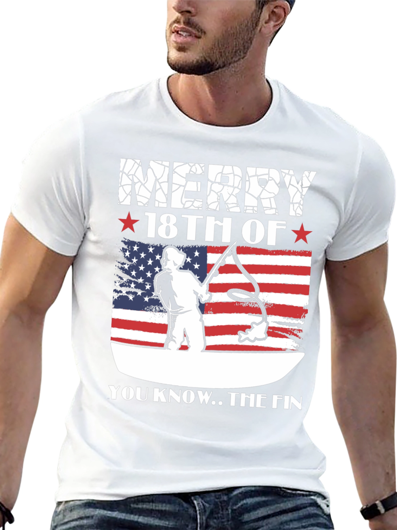 Merry 18th of July Patriotic Fishing T-Shirt