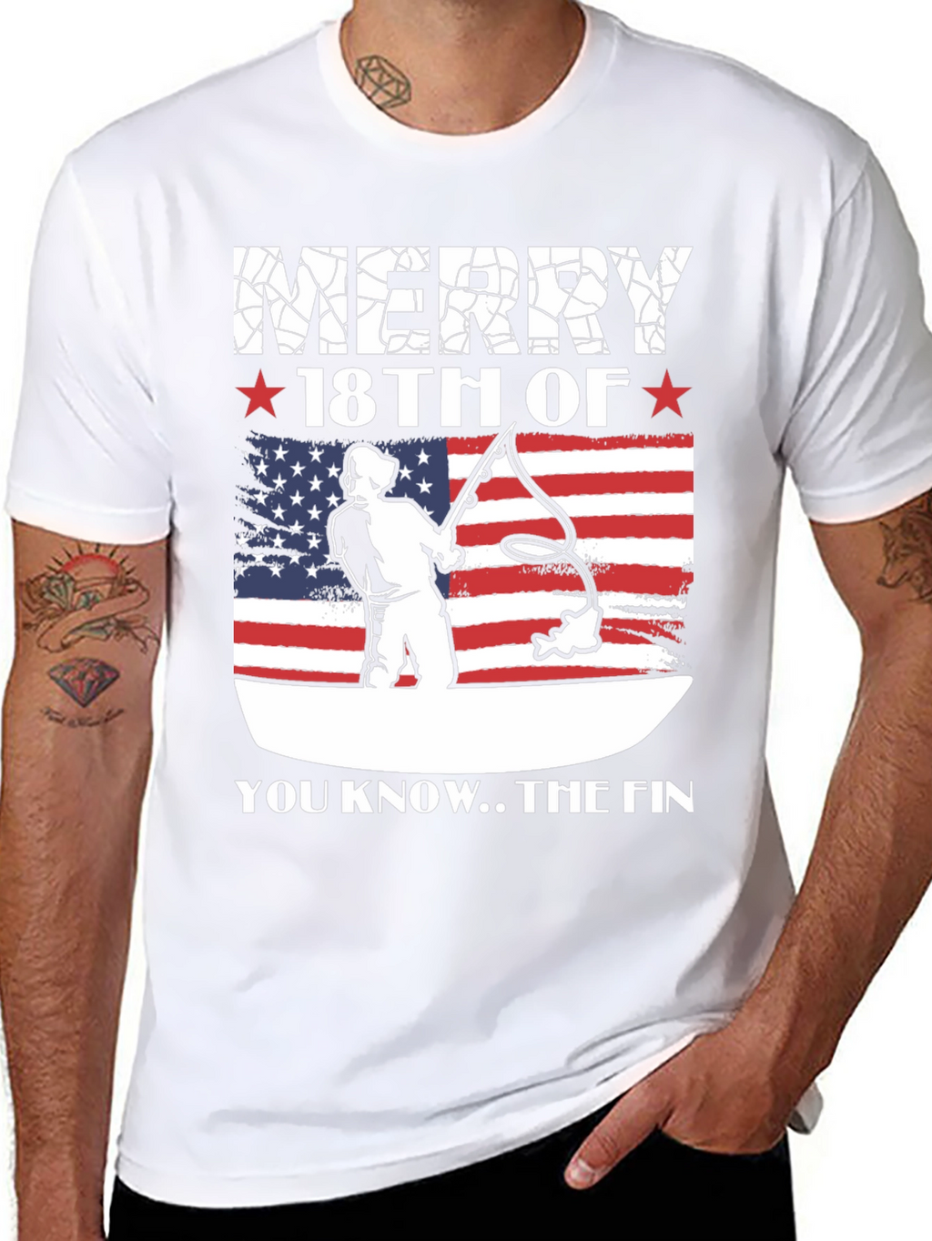 Merry 18th of July Patriotic Fishing T-Shirt