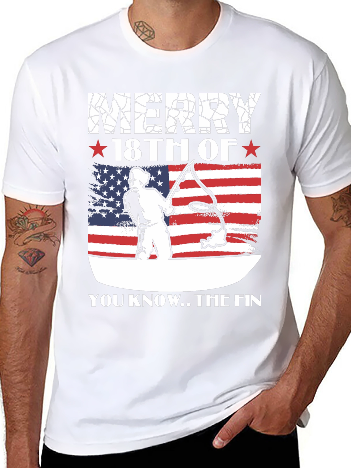 Merry 18th of July Patriotic Fishing T-Shirt