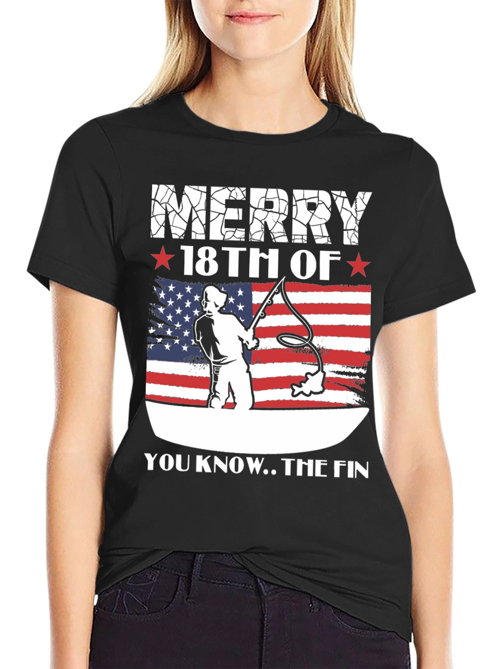Merry 18th of July Patriotic Fishing T-Shirt