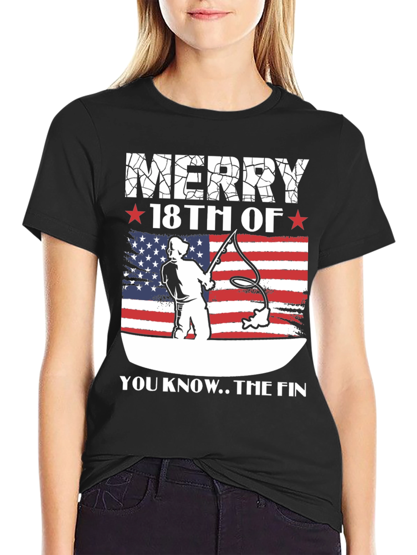 Merry 18th of July Patriotic Fishing T-Shirt