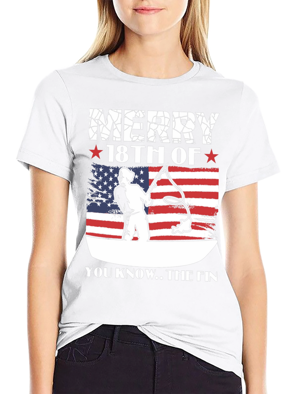 Merry 18th of July Patriotic Fishing T-Shirt