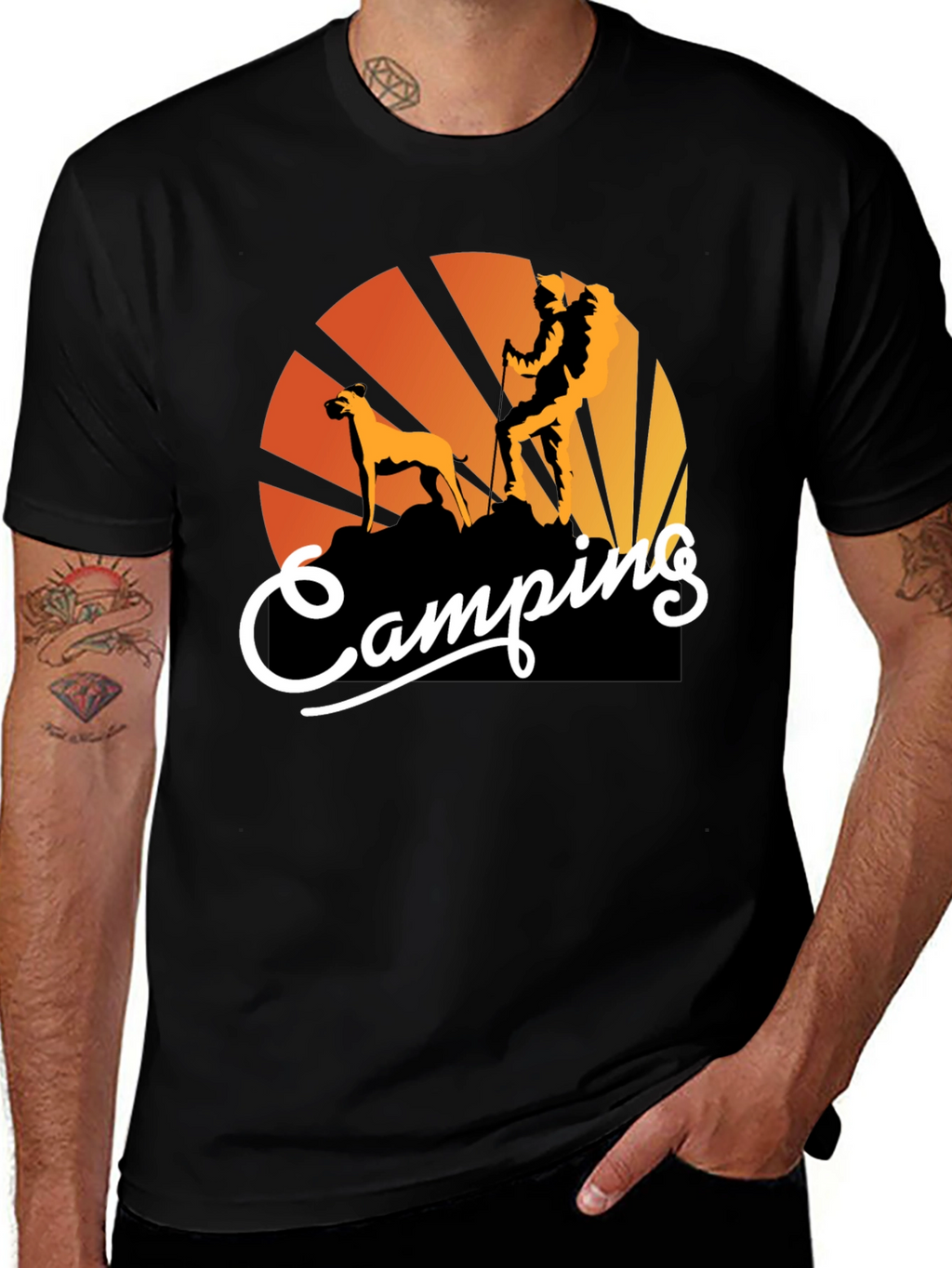 Camping Adventure Tee: Hiking Dog Graphic T-Shirt