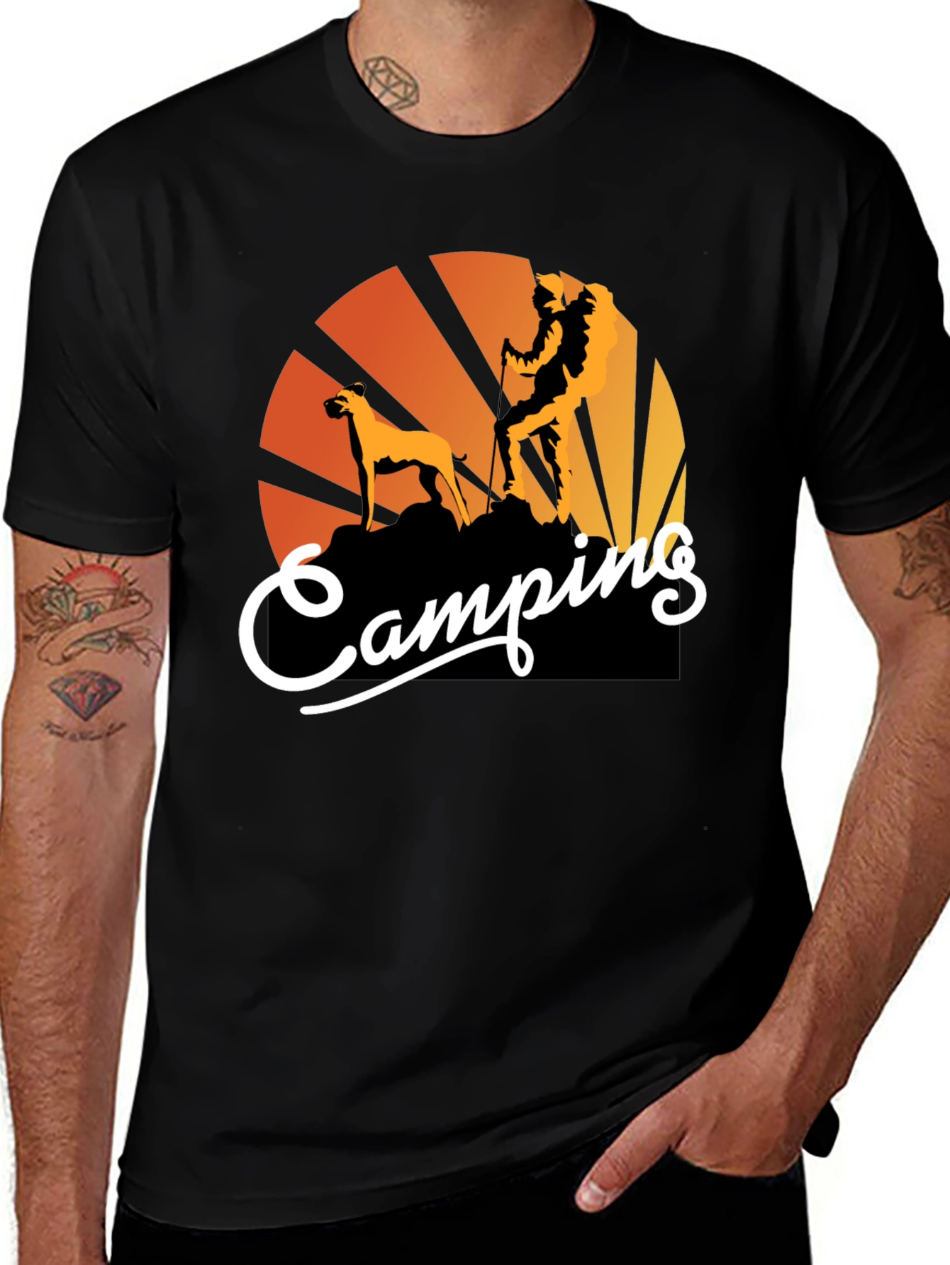 Camping Adventure Tee: Hiking Dog Graphic T-Shirt