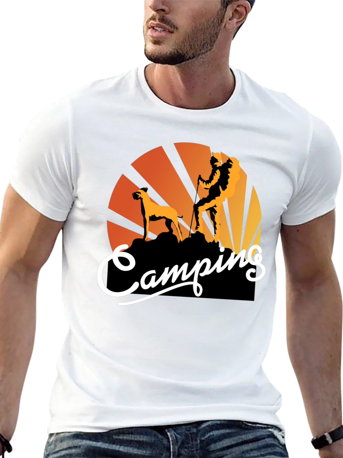 Camping Adventure Tee: Hiking Dog Graphic T-Shirt
