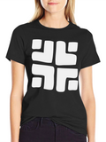 Geometric Pattern Tee - Bold Black Casual Top