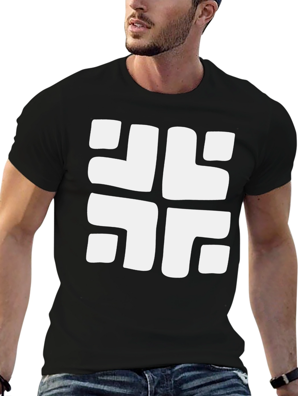 Geometric Pattern Tee - Bold Black Casual Top