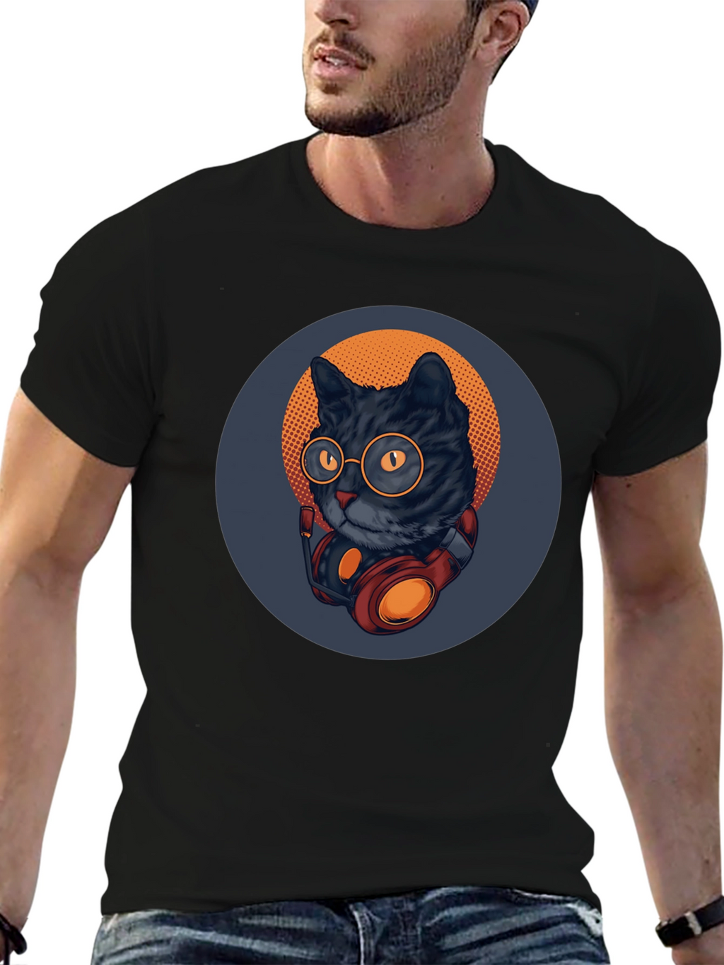 Cool Cat Tee: Retro DJ Style