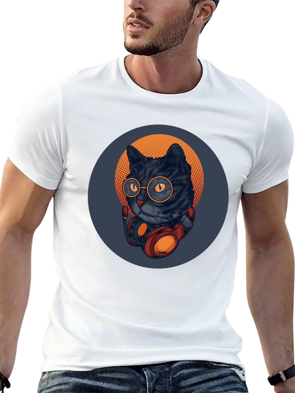 Cool Cat Tee: Retro DJ Style