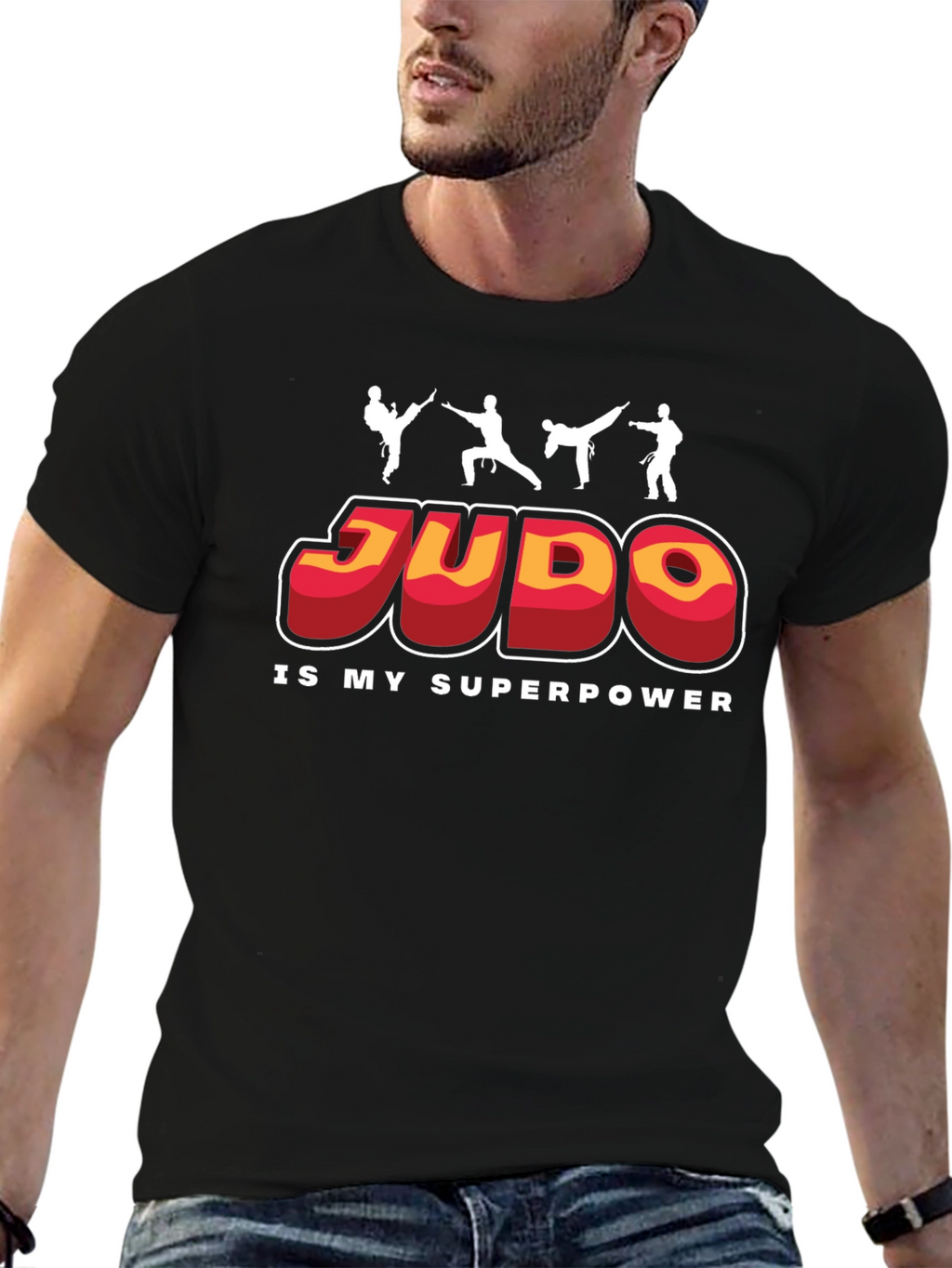 Judo Is My Superpower Black Graphic T-Shirt