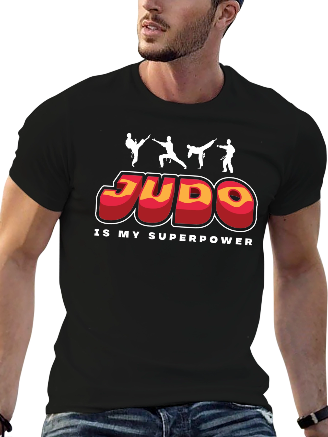 Judo Is My Superpower Black Graphic T-Shirt