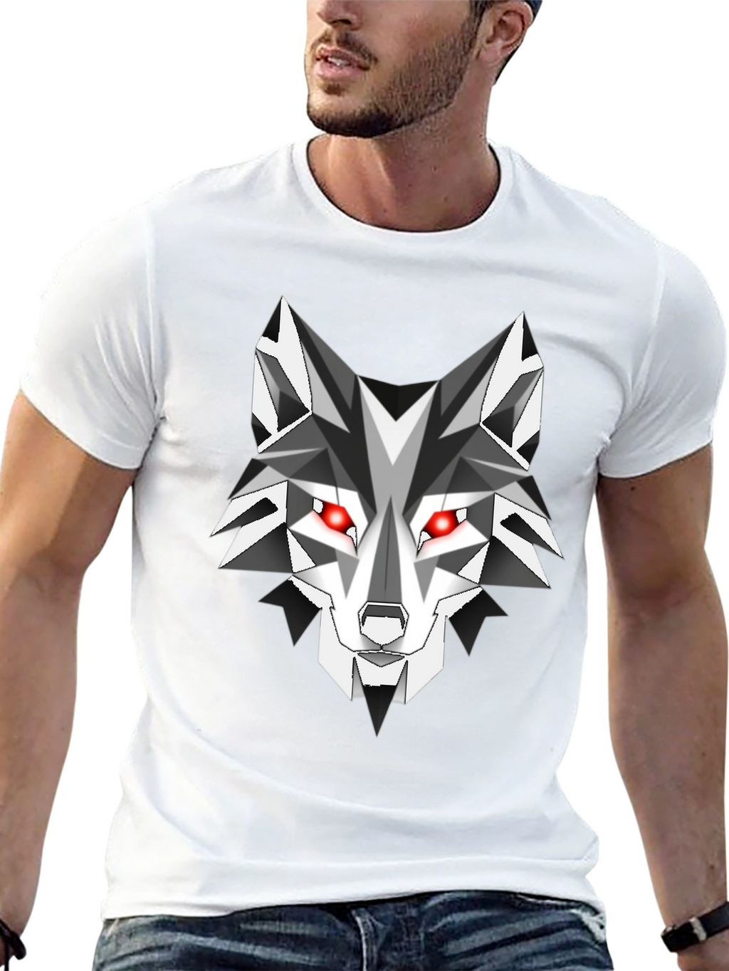 Geometric Wolf Graphic Tee - Mens Black T-Shirt
