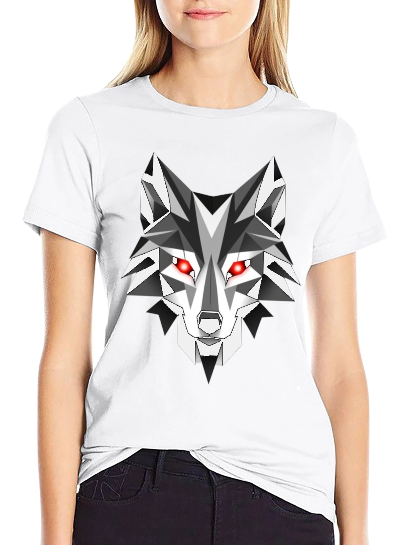 Geometric Wolf Graphic Tee - Mens Black T-Shirt