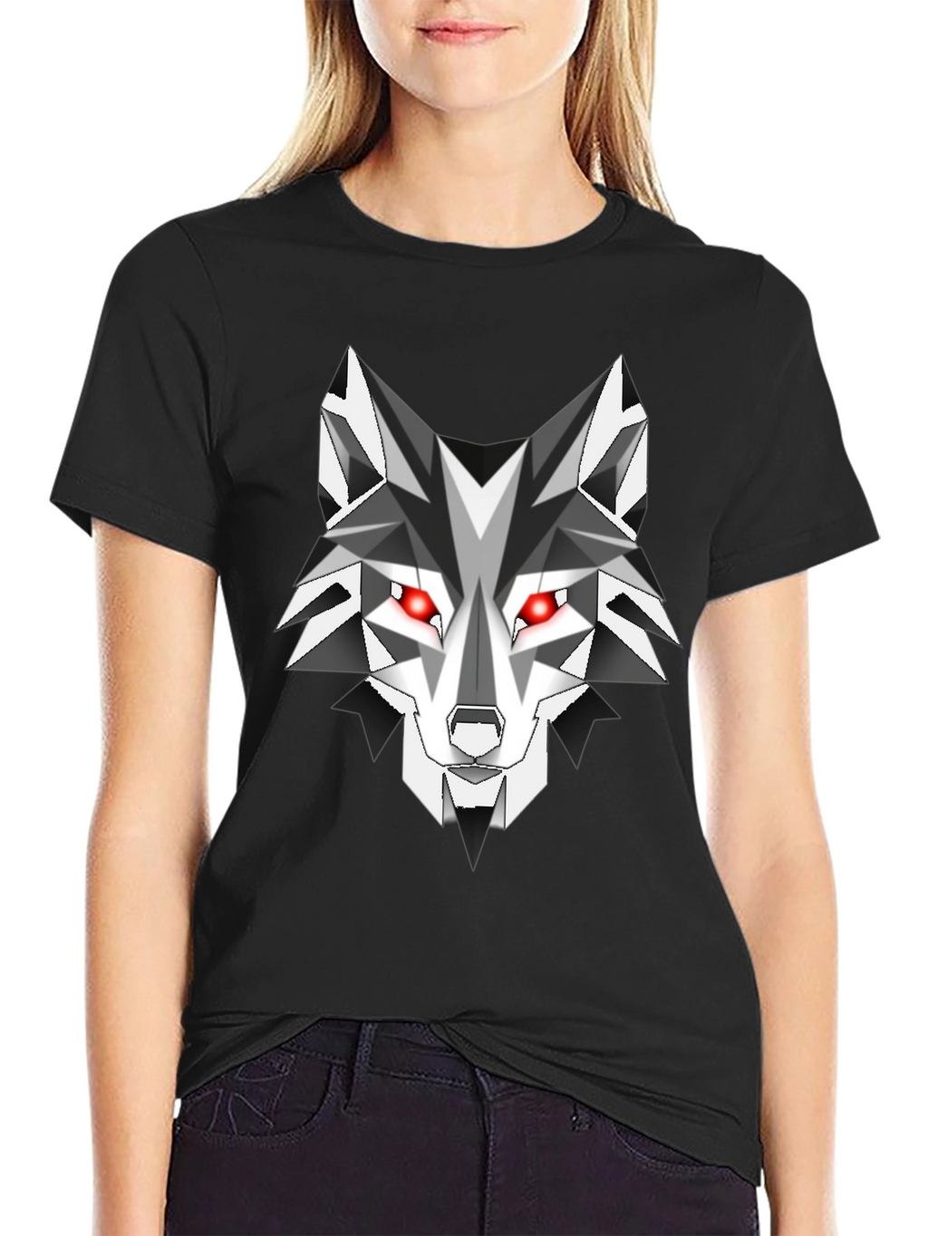 Geometric Wolf Graphic Tee - Mens Black T-Shirt