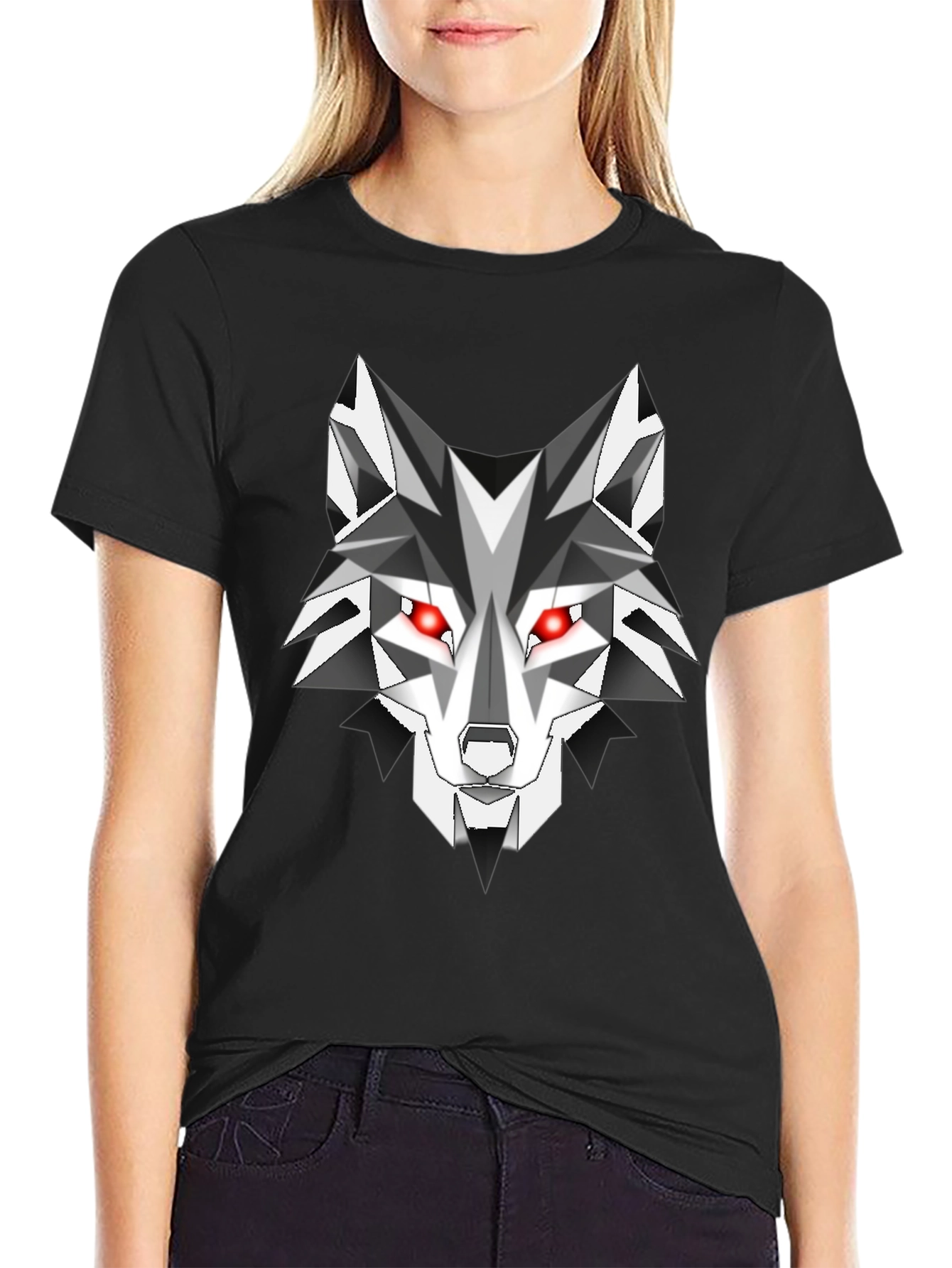 Geometric Wolf Graphic Tee - Mens Black T-Shirt