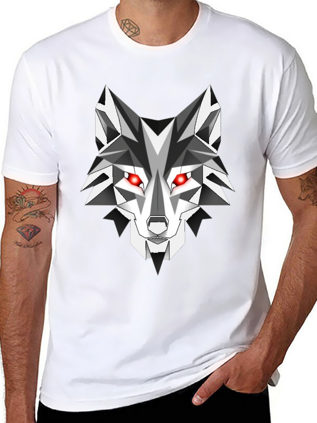 Geometric Wolf Graphic Tee - Mens Black T-Shirt