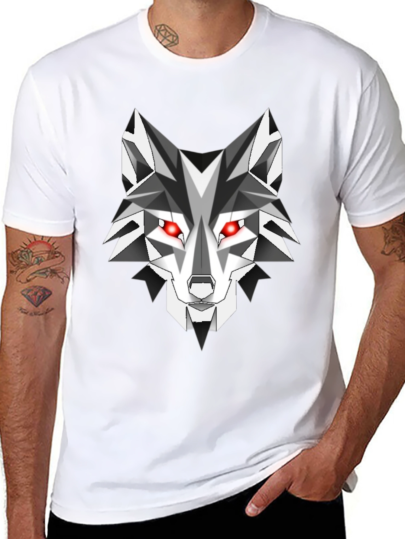 Geometric Wolf Graphic Tee - Mens Black T-Shirt