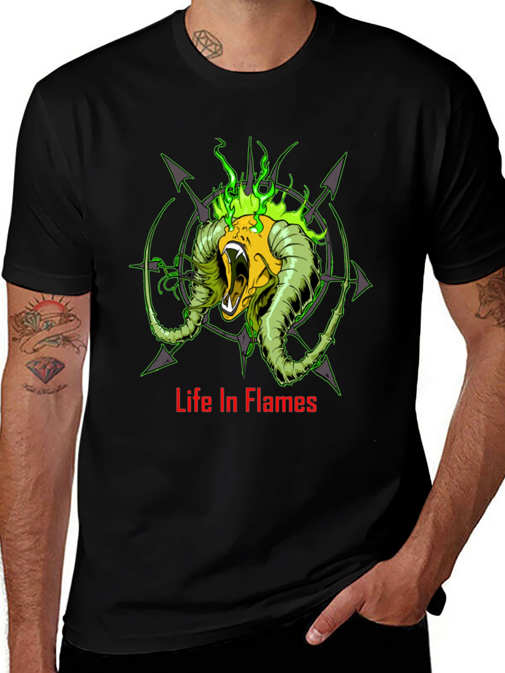 Life In Flames Graphic Tee - Black T-Shirt
