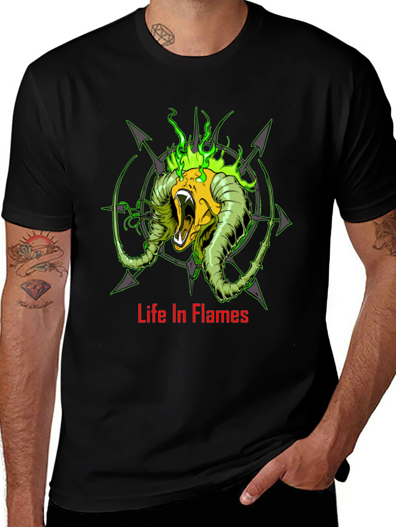 Life In Flames Graphic Tee - Black T-Shirt