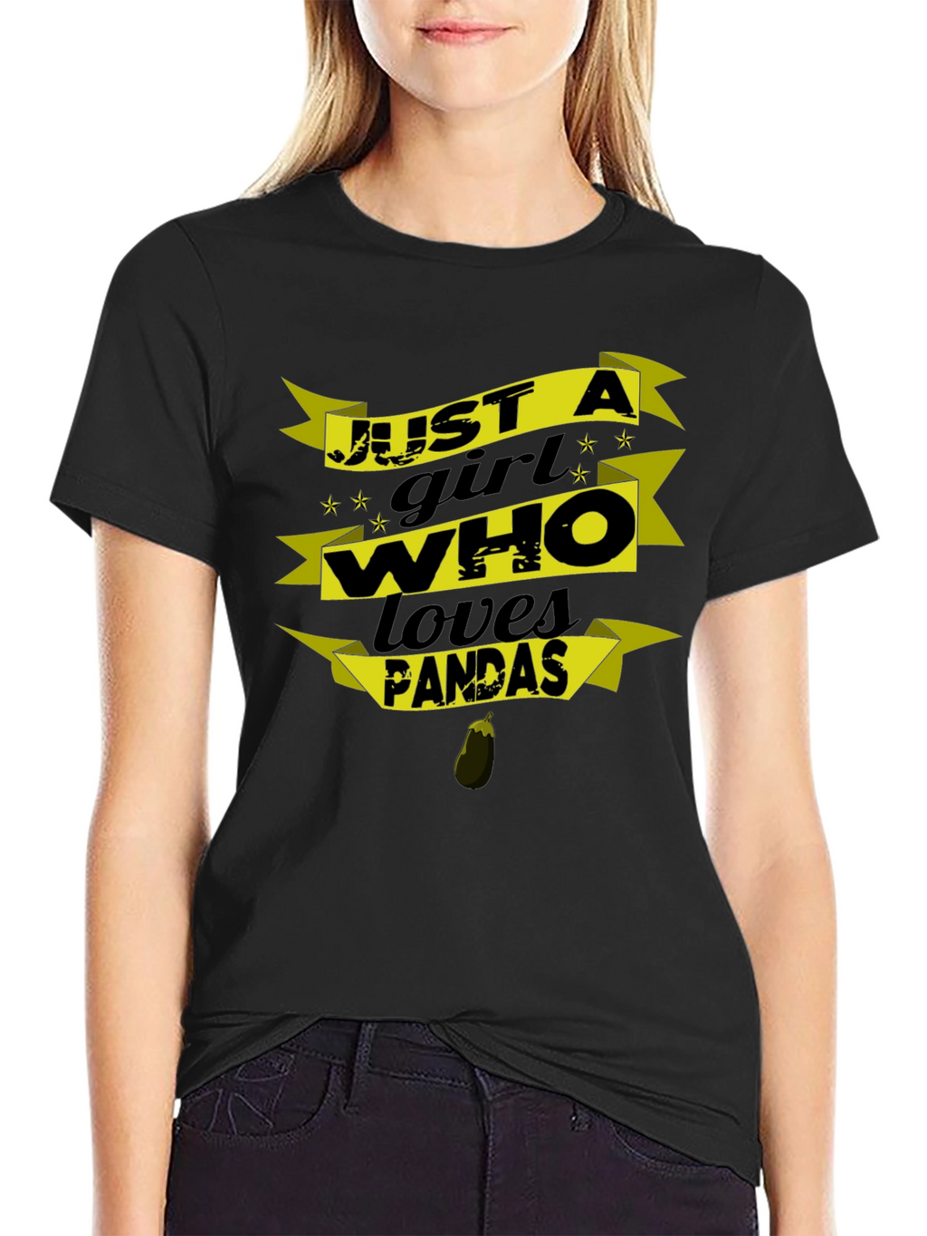 Just a Girl Who Loves Pandas Black T-Shirt