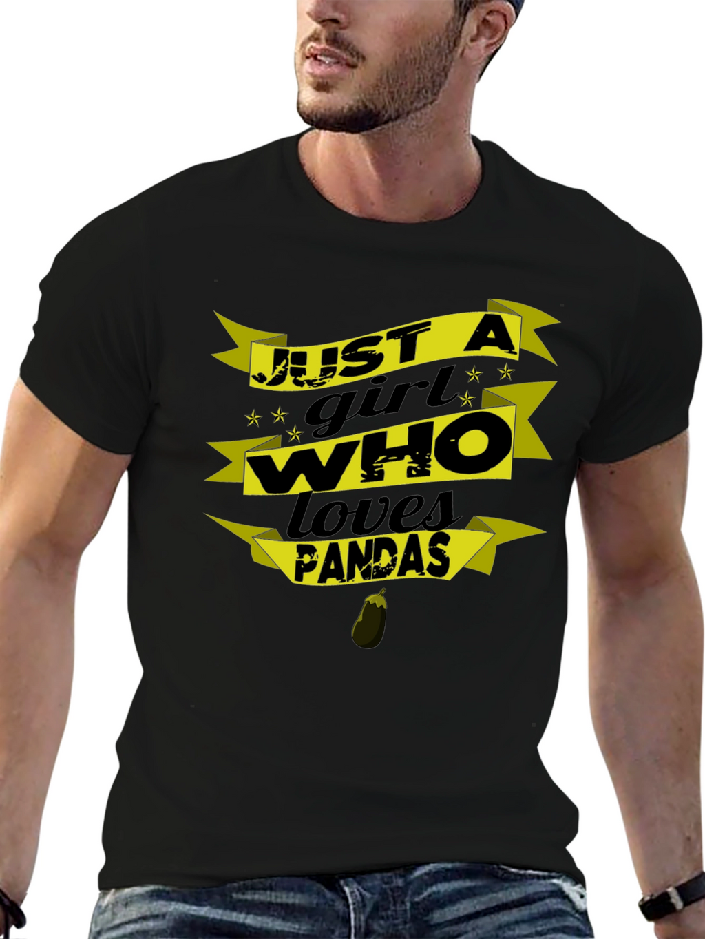 Just a Girl Who Loves Pandas Black T-Shirt