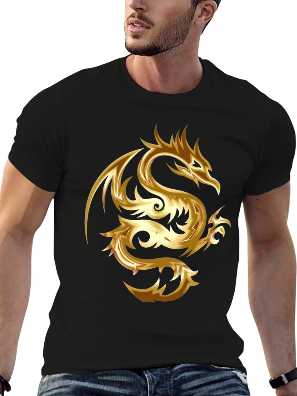 Golden Dragon Graphic Tee - Stylish & Bold