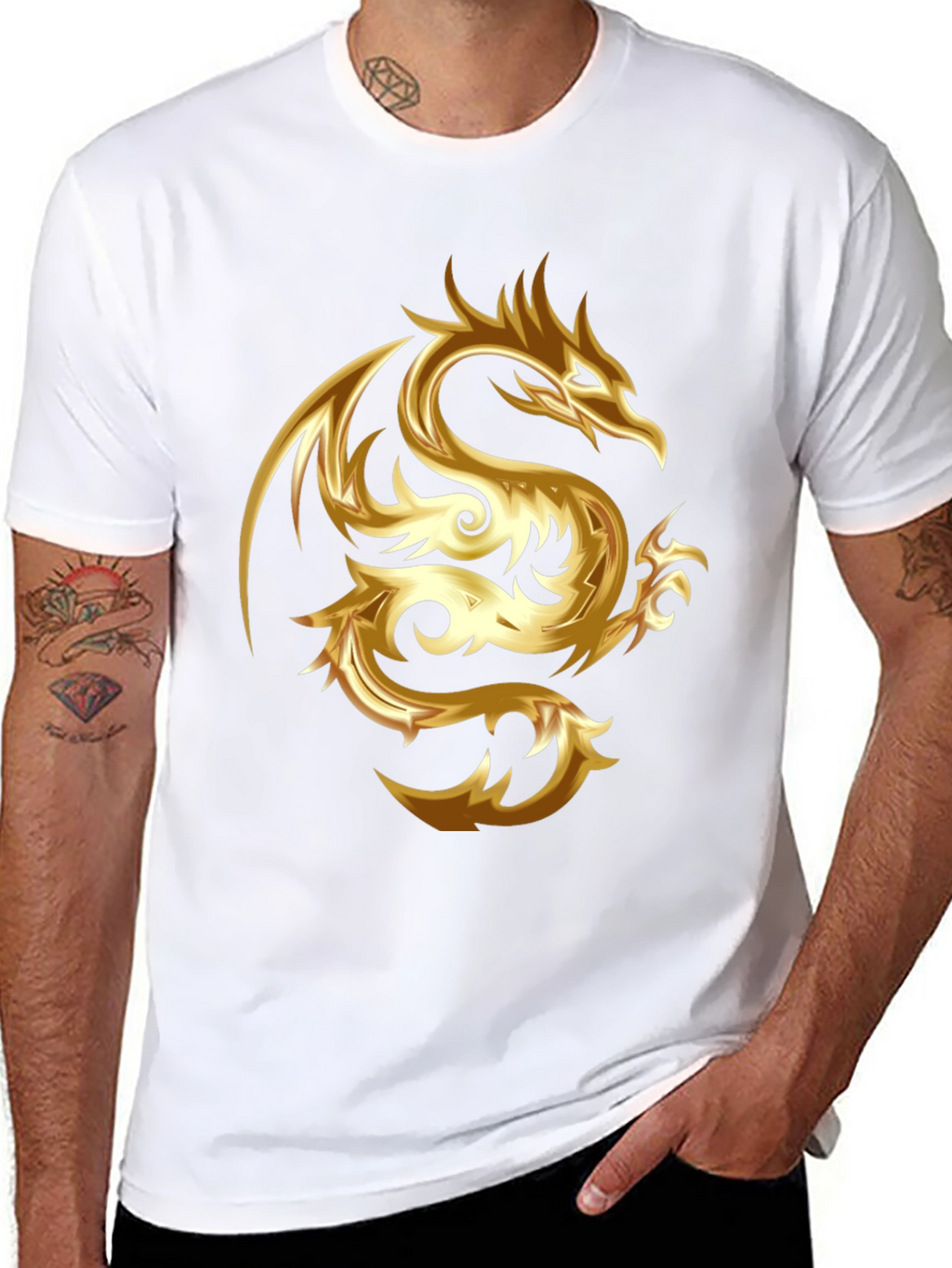 Golden Dragon Graphic Tee - Stylish & Bold