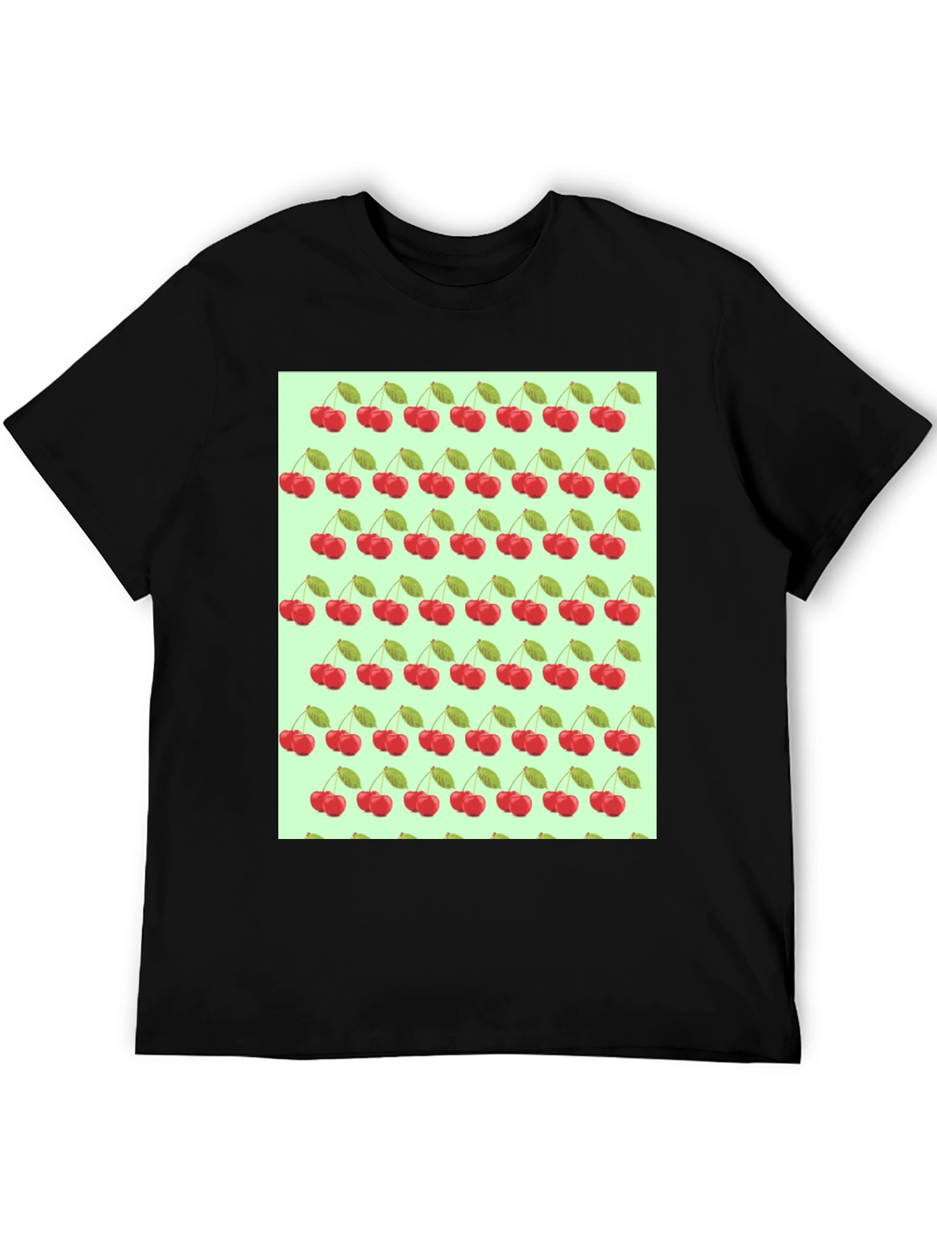 Cherry Print Black T-Shirt