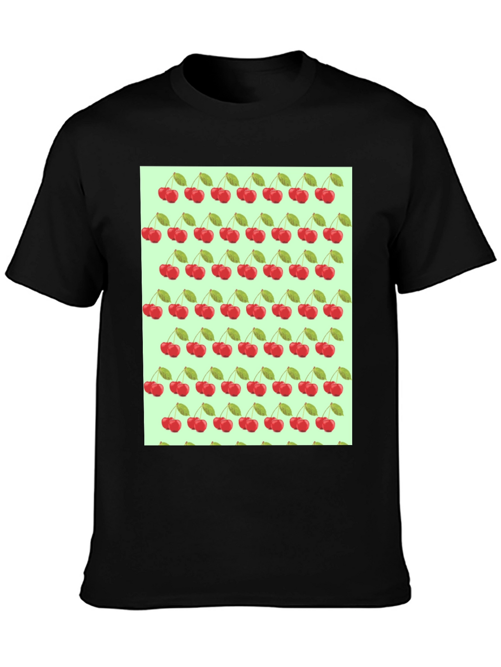 Cherry Print Black T-Shirt