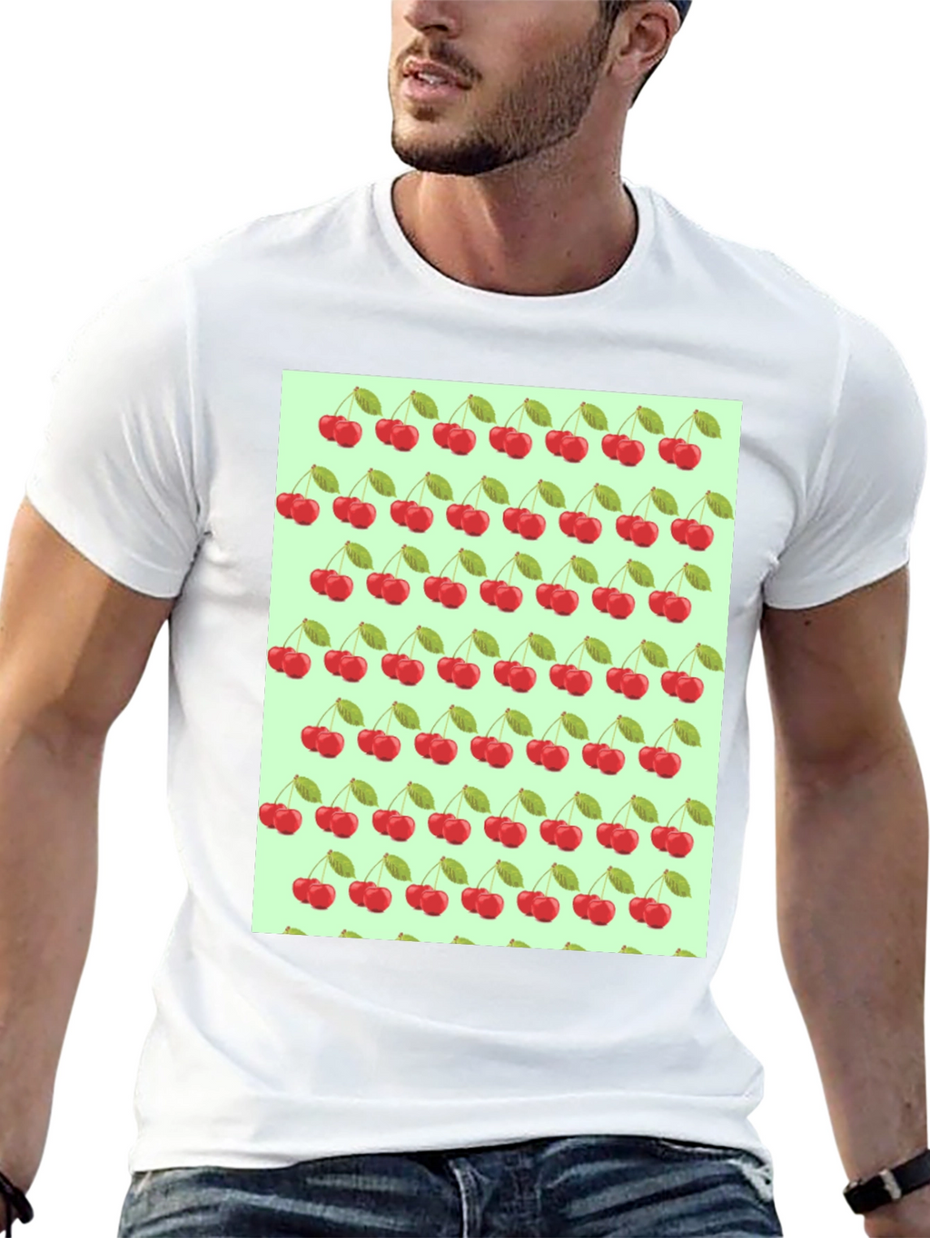 Cherry Print Black T-Shirt