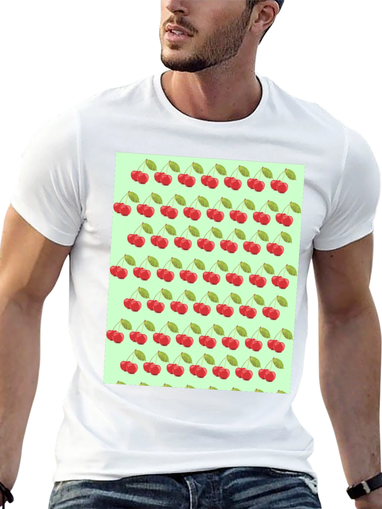 Cherry Print Black T-Shirt