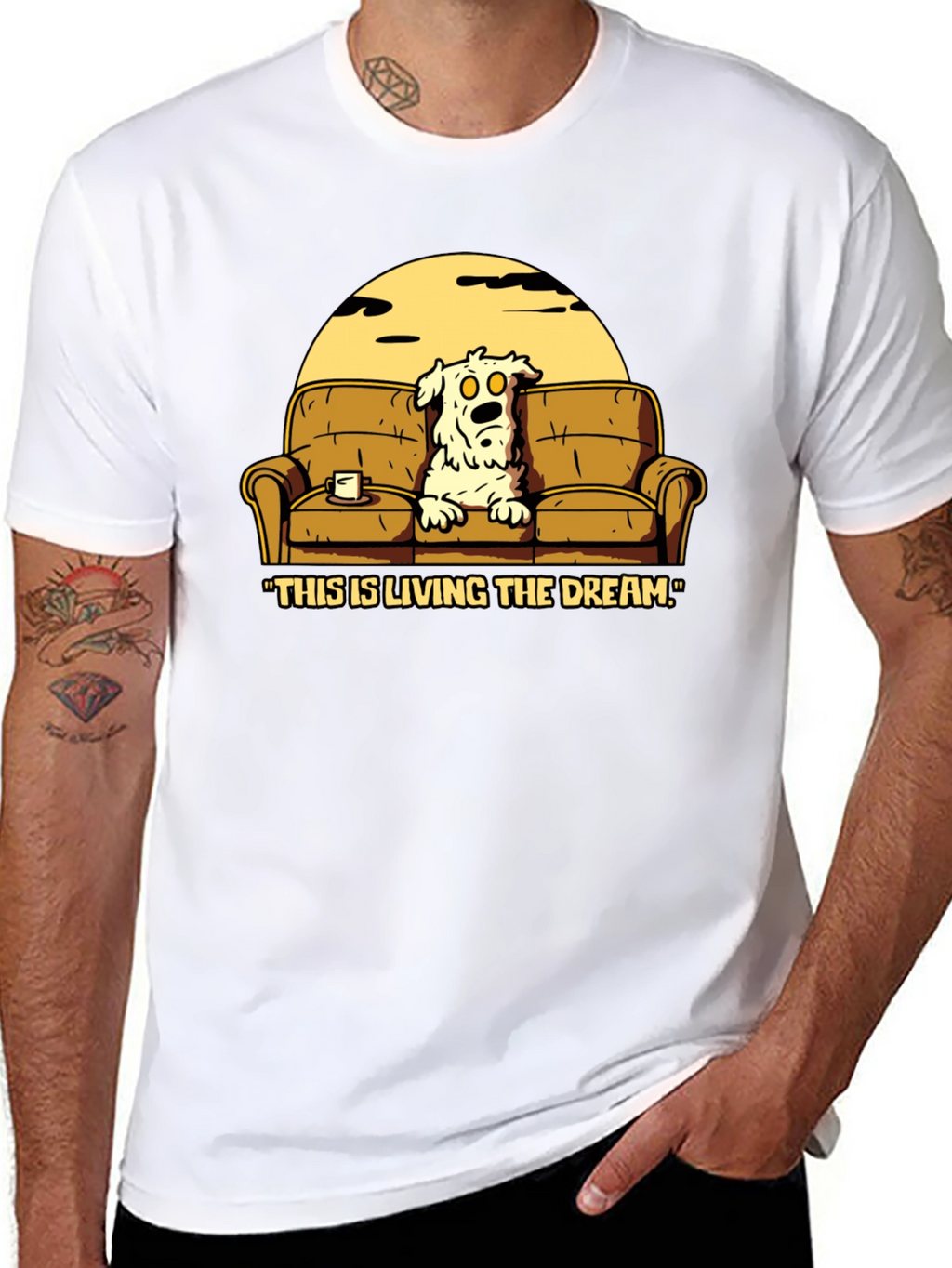 Living The Dream Cartoon Dog T-Shirt