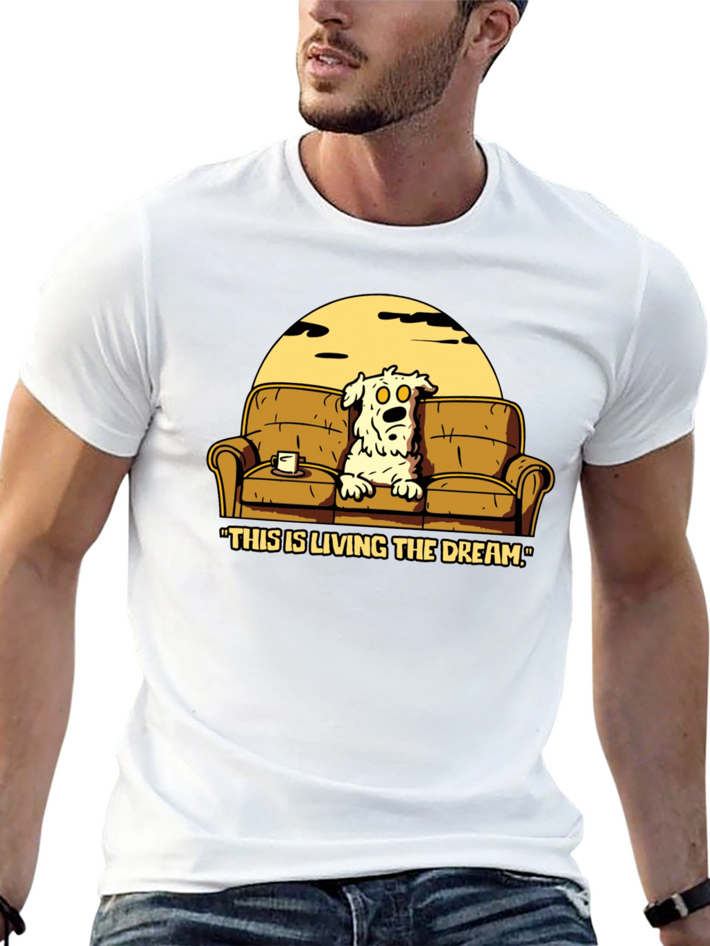 Living The Dream Cartoon Dog T-Shirt