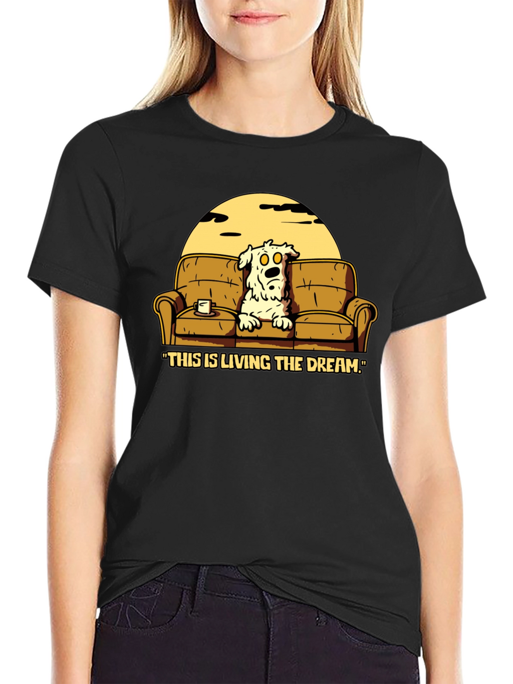 Living The Dream Cartoon Dog T-Shirt