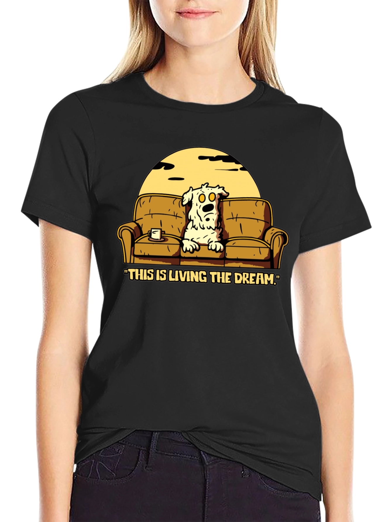 Living The Dream Cartoon Dog T-Shirt