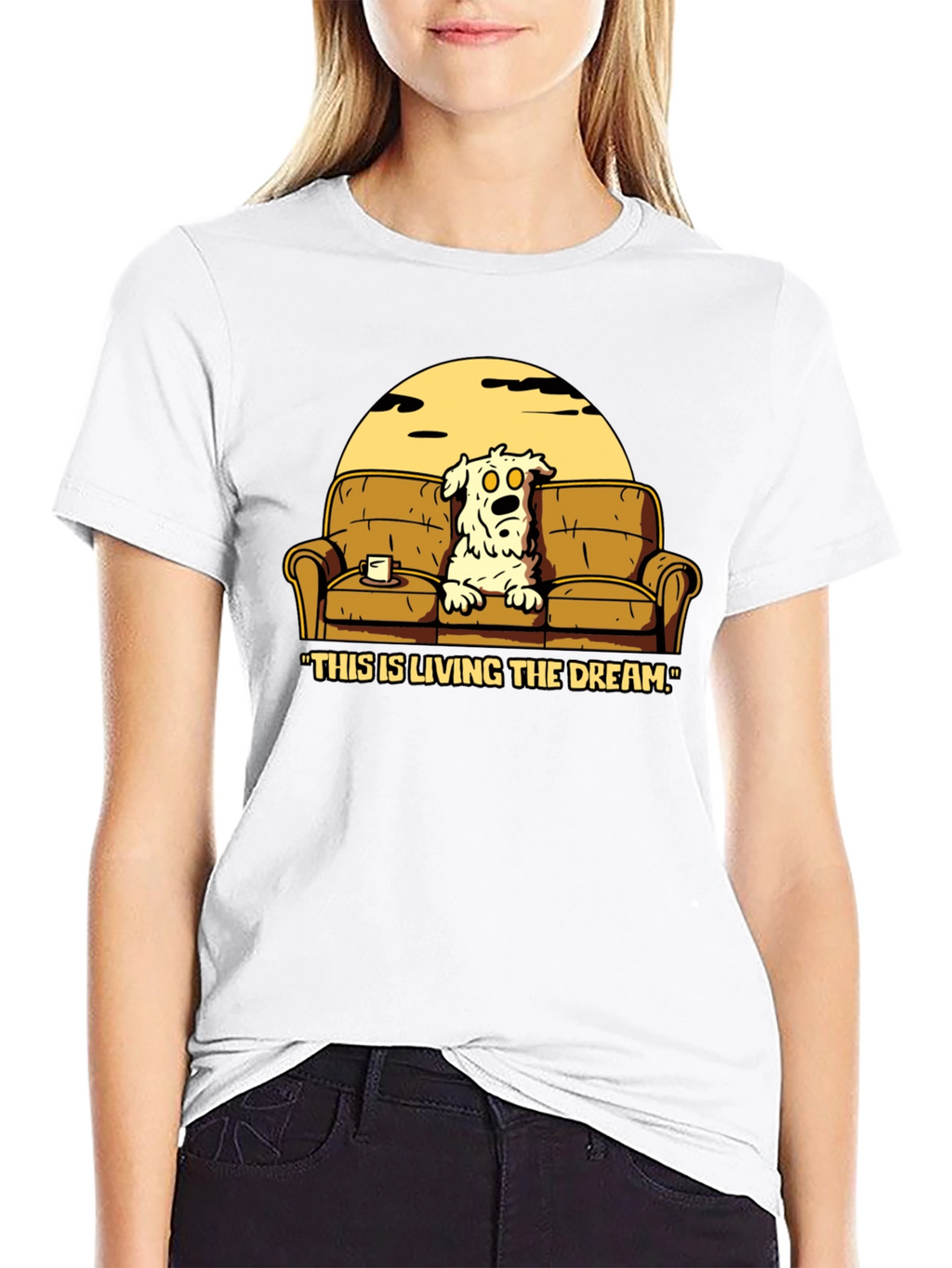 Living The Dream Cartoon Dog T-Shirt
